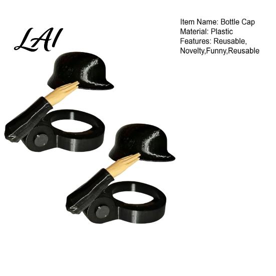 Funny Beer Bottle Caps 2Pcs Soldier Helmet Caps Plastic Toppers for Standard Crack Resistant Bottles Reusable Salute Cap Party BBQ Beverage