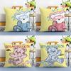 Simple Hand-painted Mutton Bear Cute Pillow Case Anti-dustmite Pillowcase Invisible zipper silky short plush Sofa cushion cover