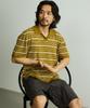 ONNHANS Striped Open Collar Short Sleeve Knit_Olive Green