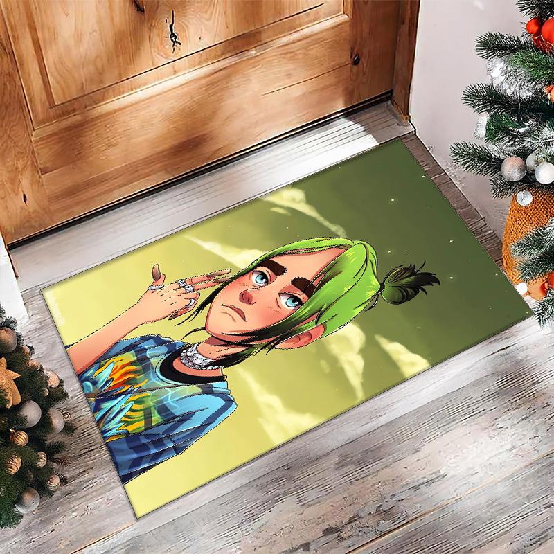 Soft Crystal Velvet Floor Rug,Billie Eilish Anti Slip Decorative Carpet, Plush Area Mat For Indoor Home Decoration
