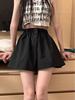 Women's Summer Washed Cotton Wide-Leg High Waist Shorts, Korean Style, Slimming, Solid Color, Versatile, Casual.
