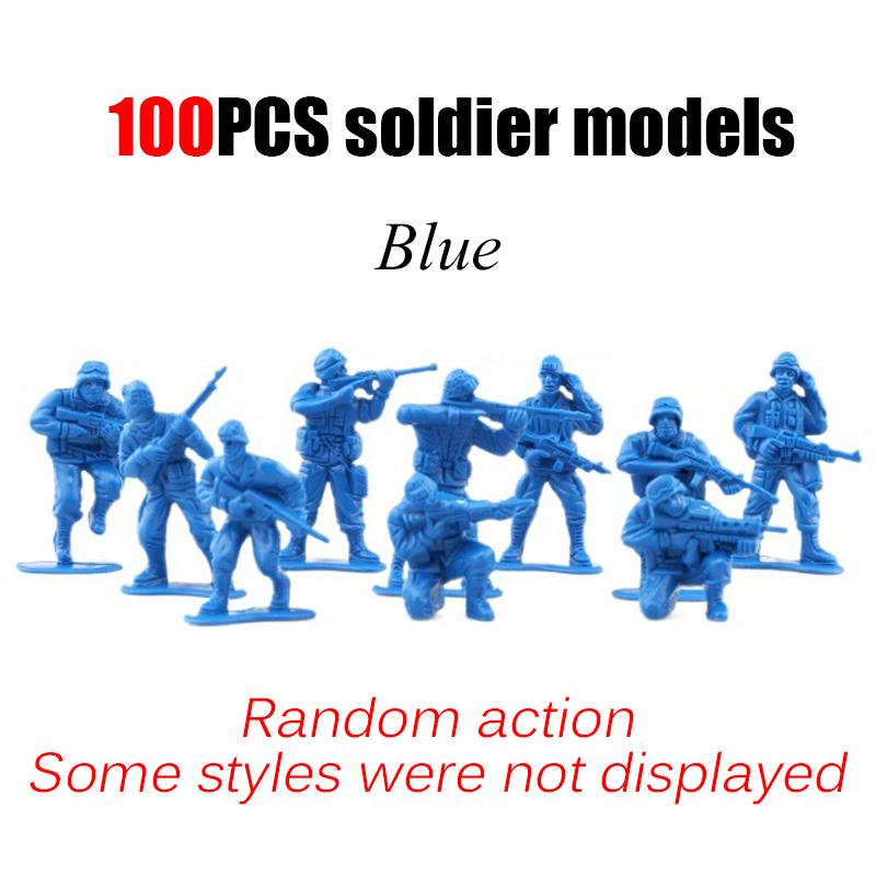 100PCS/Pack Plastic Soldiers Model Blue Red Yellow Green Available Military Sandbox DIY Simulation Soldier Figure Decoration ZYF