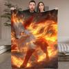1pc Flame Fox Throw Blanket - Flannel Soft Warm All-Season Blanket with Fiery Fox in Flames, Lightweight Portable for Home, Offi