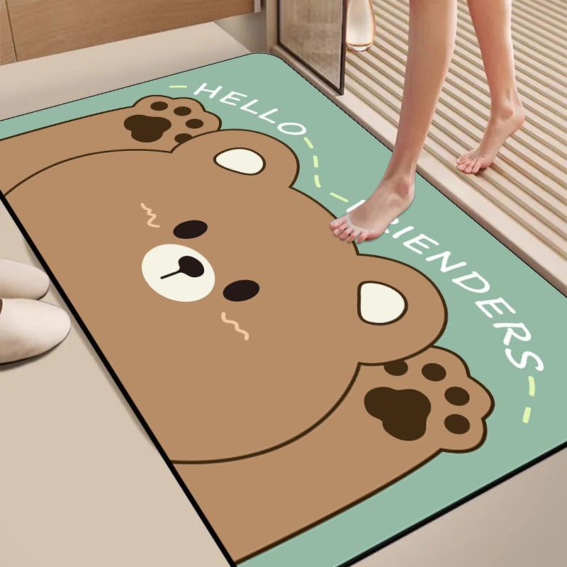 Diatom Mud Floor Mat Cartoon Bathroom Water-Absorbing Quick-Drying Floor Mat Household Bathroom Door Non-Slip And Dirt-Resistant Rubber Floor Mat