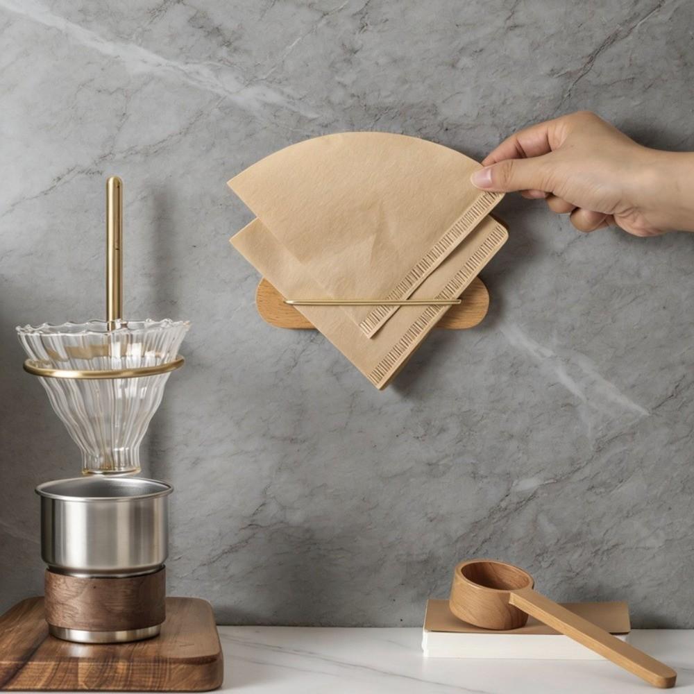 Wall-mounted Coffee Filter Holder Wooden Table Napkin Holder Coffee Filter Rack  Home Barista