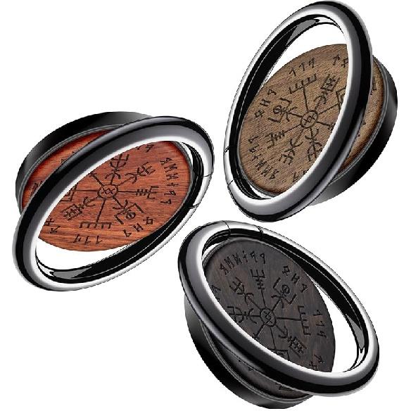 Carveit Wooden Cell Phone Ring Holder Finger Stand Metal Grip Hook Phone Kickstand Compatible with S24 Ultra S23 iPhone 16 Pro Max 13 14 15 Pixel