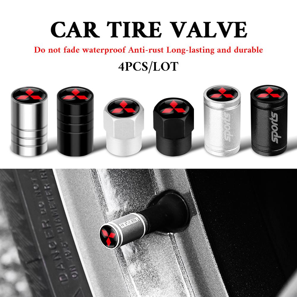 cyhk7 4Pcs Car Metal Wheel Tire Valve Caps Tyre Stem Cover Accessories For Mitsubishi 9 Ralliart ASX L200 Colt Outlander Pajero Lancer
