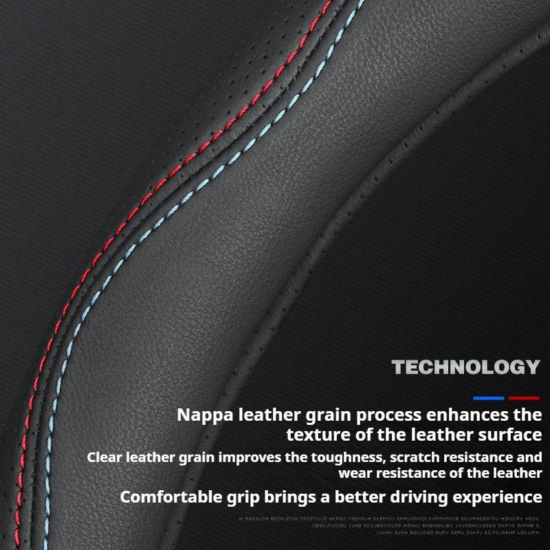 Car Leather Steering Wheel Cover for Chevrolet Montana Trailblazer EV SS RS Silverado RST Equinox RS LT Bolt EUV Blrzer 38cm