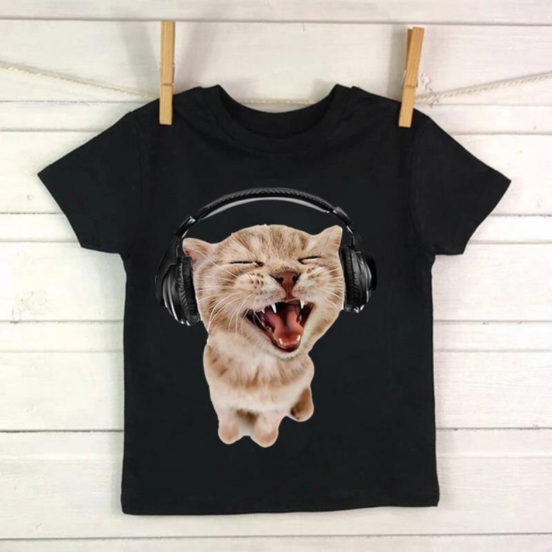 Japanese Anime Kid T Shirt Cat Kawaii Manga Children T-shirt Kids Clothes Tshirt Tops Tee Boys Girls Tee Baby Cute Y2k