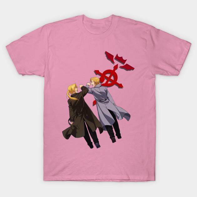 T-Shirt Damen Edward und Aplhonse Elric Fullmetal Alchemist Harajuku Print Kawaii T-Shirt Sommer Kurzarm Damen T-Shirt Oberteil