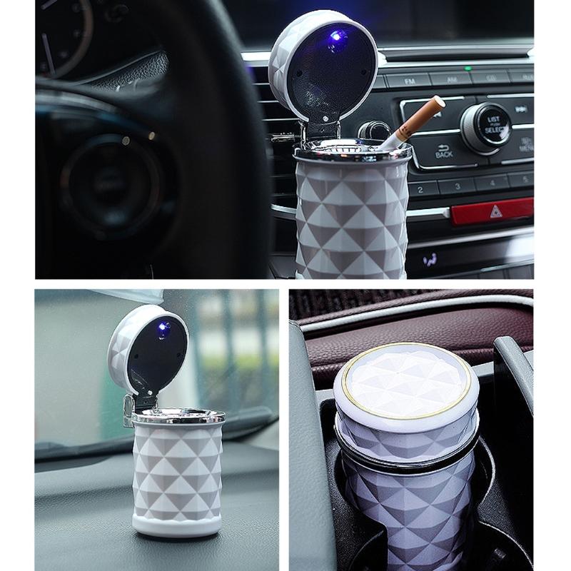 Portable Ashtray for Car Mini Trash Can Detachable Smokeless Ash Tray with LED