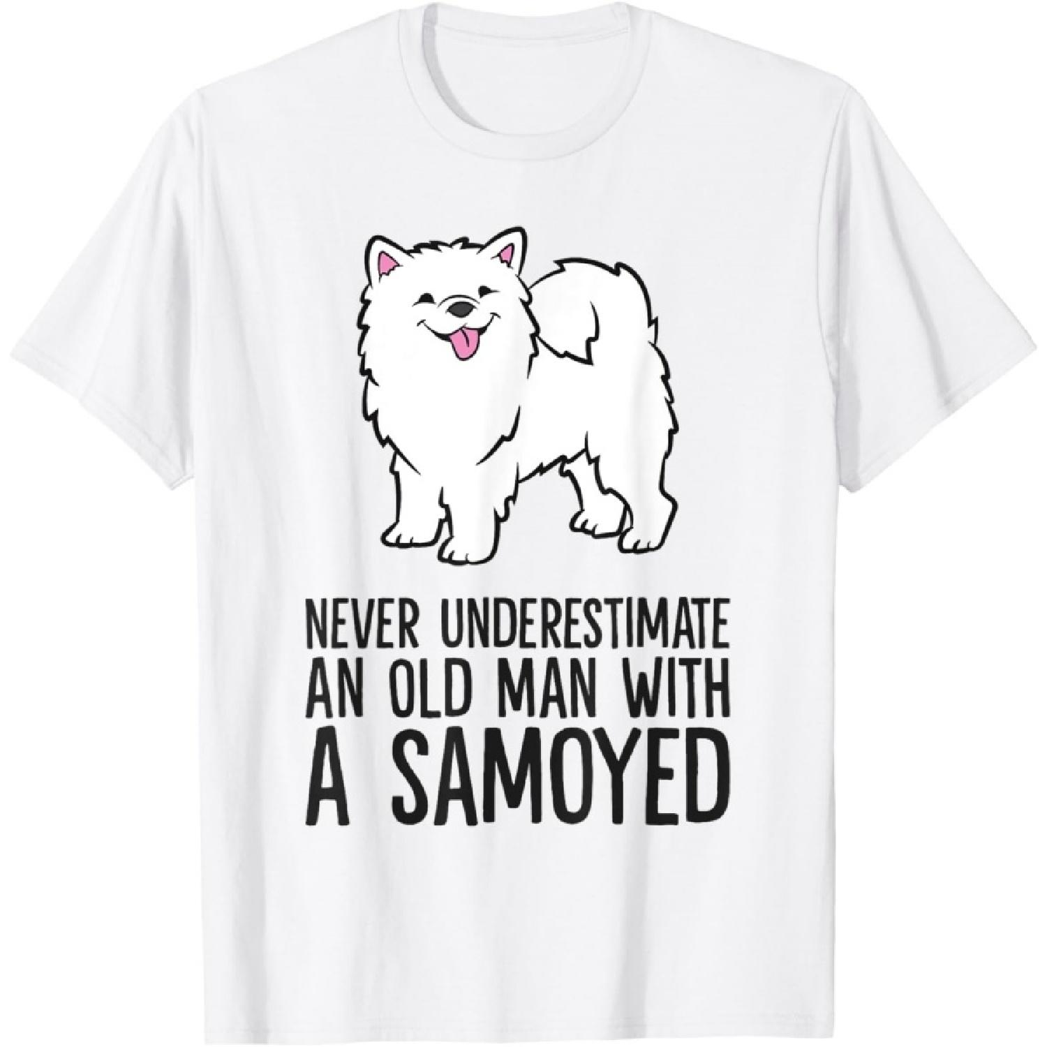 Never Underestimate An Old Man With A Samoyed T-Shirt XXXXXL белый