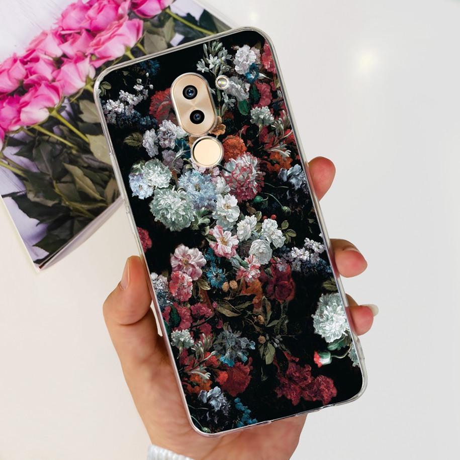 For Honor 6X Case BLN-AL10 BLL-L22 BLN-L21 Cover Fashion Flower Clear Silicone Soft Funda For Huawei Mate 9 Lite GR5 2017 Bumper