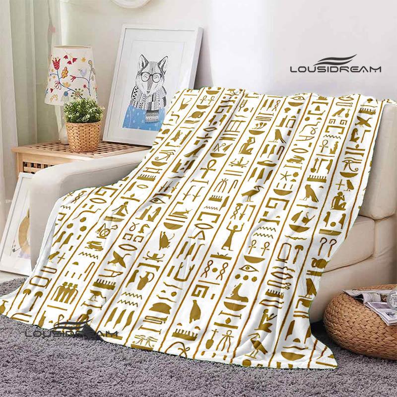 Egyptian Pictograph and Symbol Printing Blanket Children Warm Blankets Home Travel Soft and Comfortable Blanket Birthday Gift
