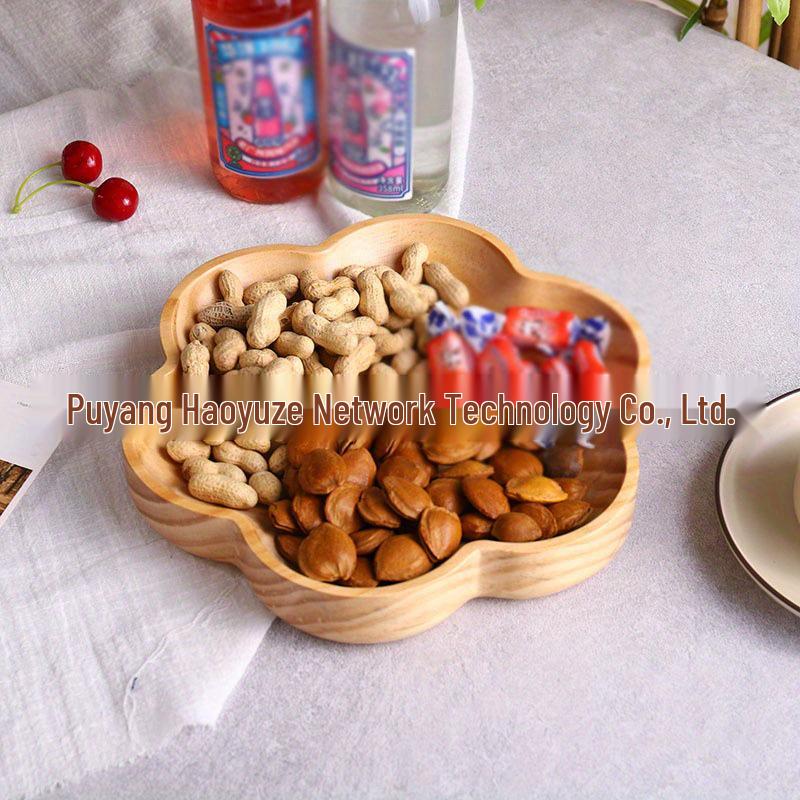 Flower-Shaped Wooden Serving Tray
