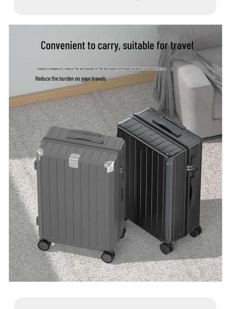 2025 Large Capacity Leather Suitcase with Universal Wheels and Combination Lock