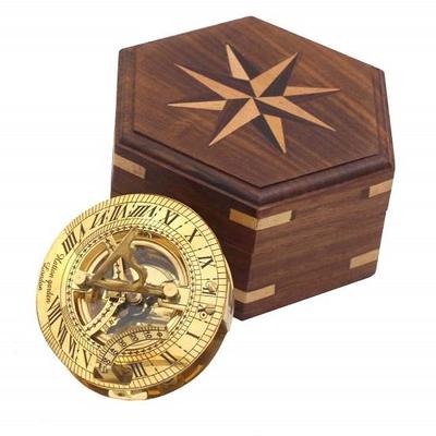 Boussole cadran solaire en laiton nautique 3" Cadran solaire style antique Boussole de poche F. L.West