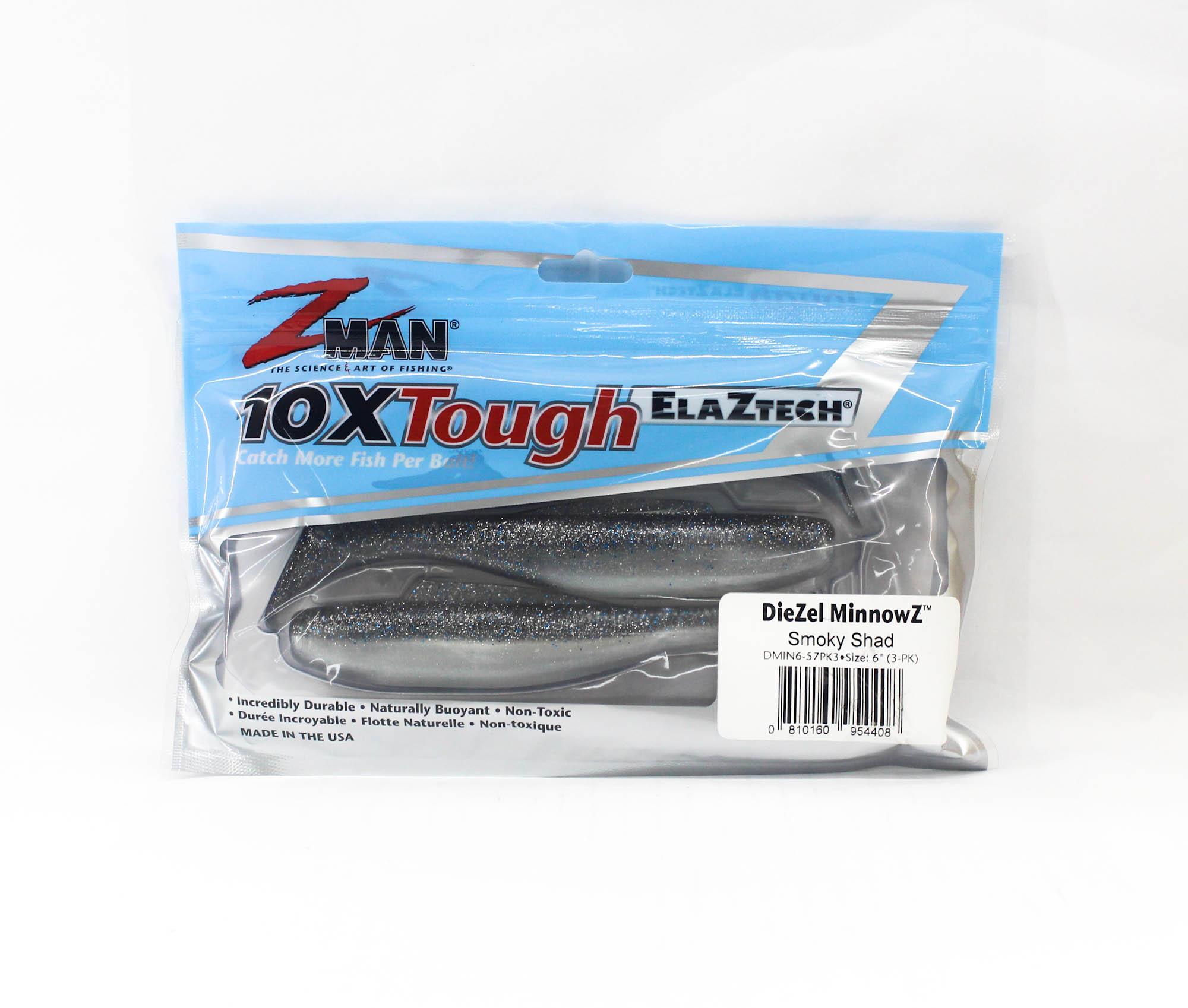 Zman Soft Lure Diezel MinnowZ 6 Inch 3/Pack Smoky Shad (4408)
