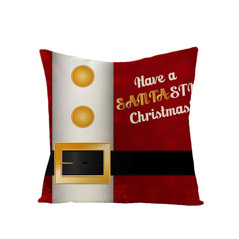 Cartoon Printed Polyester Pillow Cover Christmas Cushion Cushion Cover Red Christmas Home Decoration