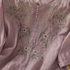 Fashion Women's Shirt Five-quarter Sleeve Spring And Summer Loose Top Embroidered Shirt