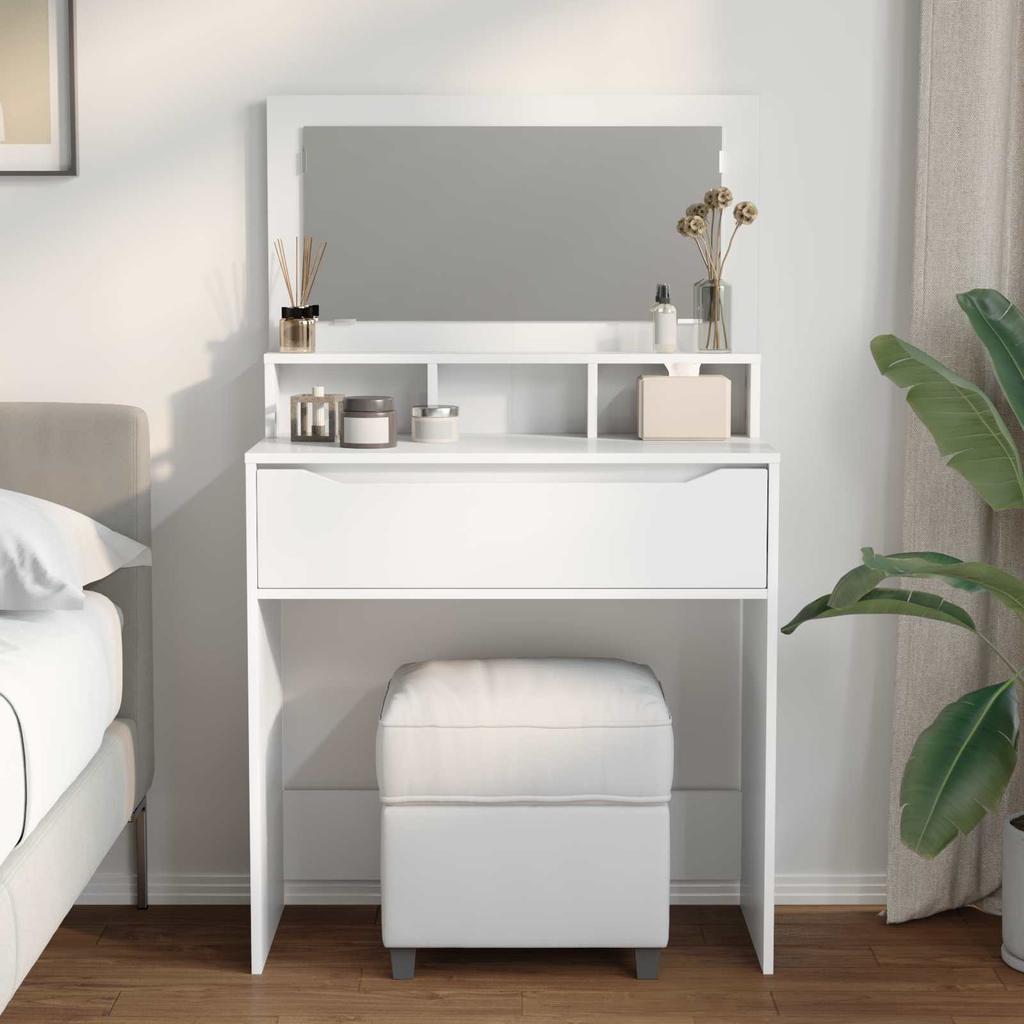 Bedroom Dressing Table with Storage White 80 x 39.6 x 135 cm