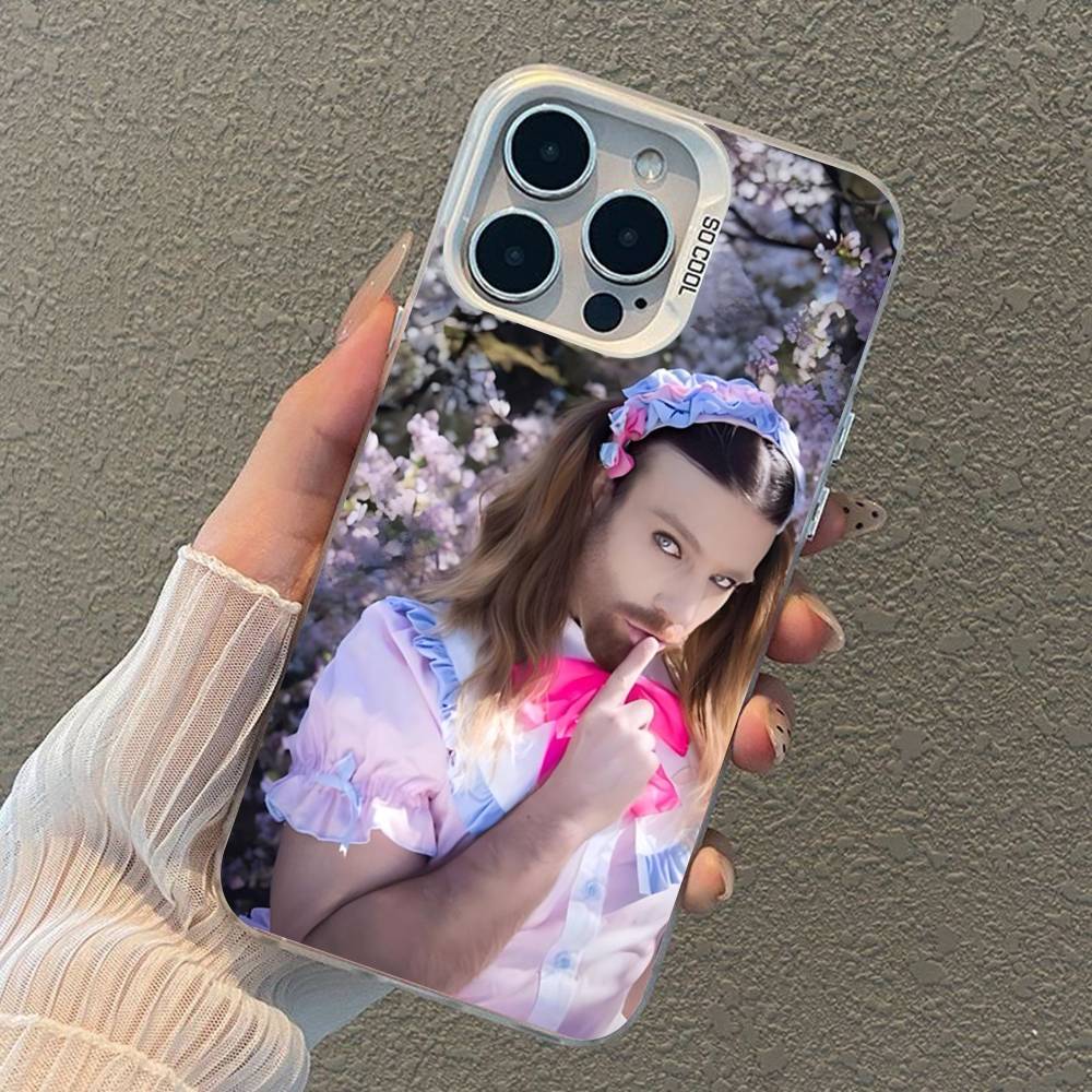 Spoof Bearded Man Loli Outfit Phone Case For iPhone 17 16 15 14 13 12 11 XS XR X Pro Max Plus Colored Silver Plated Cover