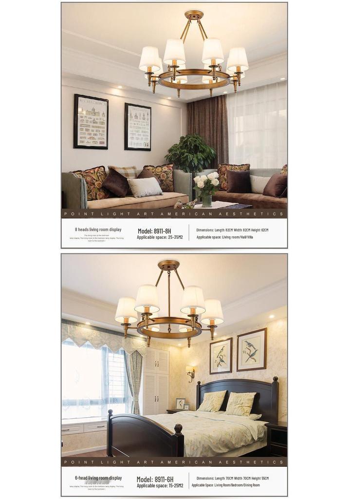 American Minimalist Retro Fabric Pendant Light for Living, Dining, and Bedroom