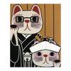 [YAGISEI] YAGISEI Lucky Cat Series Printed Tenugui - Groom & Bride, Wedding Favor, Lucky Charm, Made In Japan, 100% Cotton