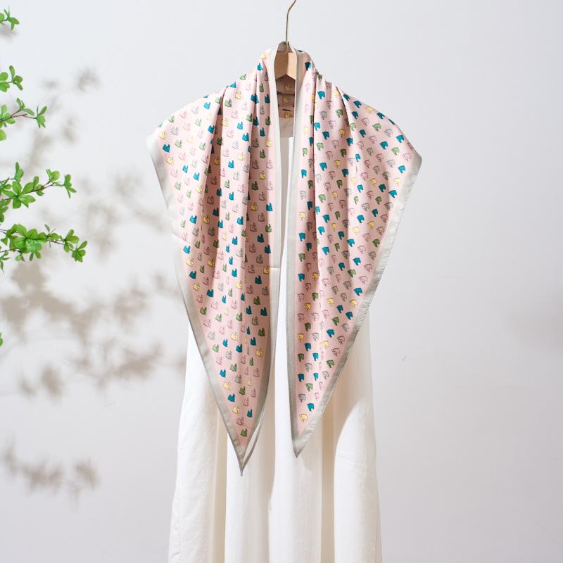 Summer Atmosphere Wearing Belt Waist Seal Twill Silk Simulation Silk Cool Triangle Scarf Cashew Print Women's Silk Scarf