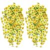 2Pcs Violet Artificial Flowers Vine Hanging Fake Flowers Faux Plants Vines for Home Room Decor Garden Wedding Decoration Flowers
