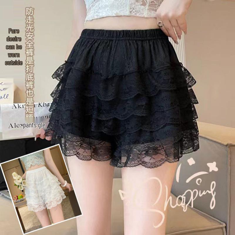 Women's Breathable Five-Layer Lace Puffy Mini Skirt Leggings - Anti-Exposure Summer Pumpkin Pants