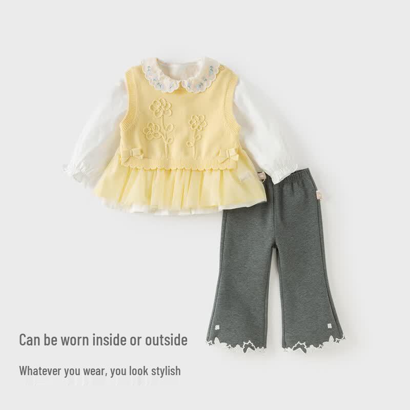 DAVE & BELLA Girls' White Cotton Shirt
