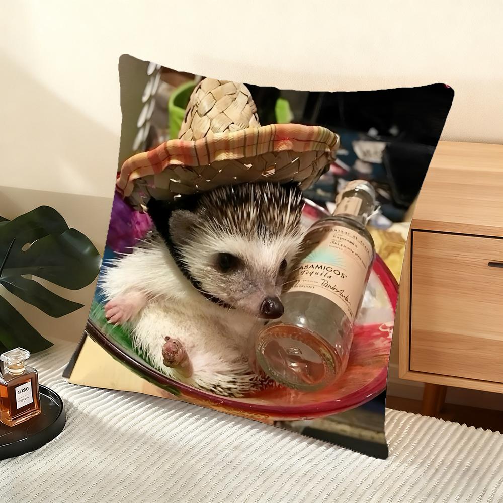 Cute Hedgehog Cushion Cover Soft Short Plush Pillow Cover Smooth Cozy Texture Aesthetic Cushion Case Home Decor