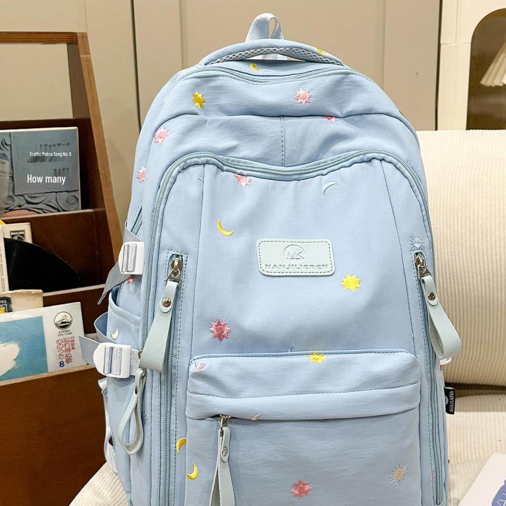 Ultralight, Large Capacity Waterproof Backpack for High School Students - Fashionable Embroidered Design