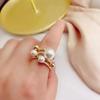 1 Pcs New Geometric Imitation Pearl Double Hollow Out Adjustable Ring Ladies Girls Party Popular Jewelry Gifts For Gothic