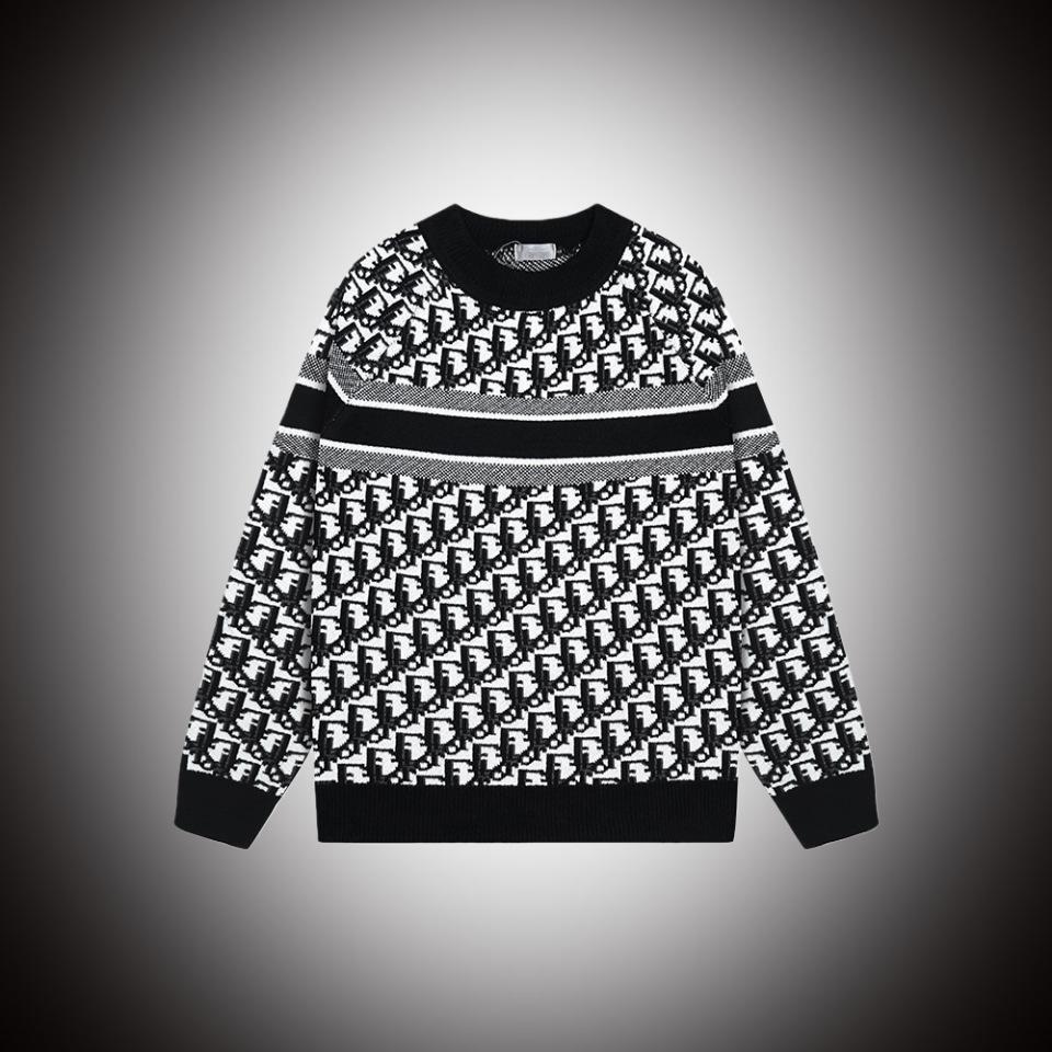 D Brand Unisex Jacquard Wollstrickpullover - Rundhalsausschnitt, Lockerer Schnitt für Herbst/Winter