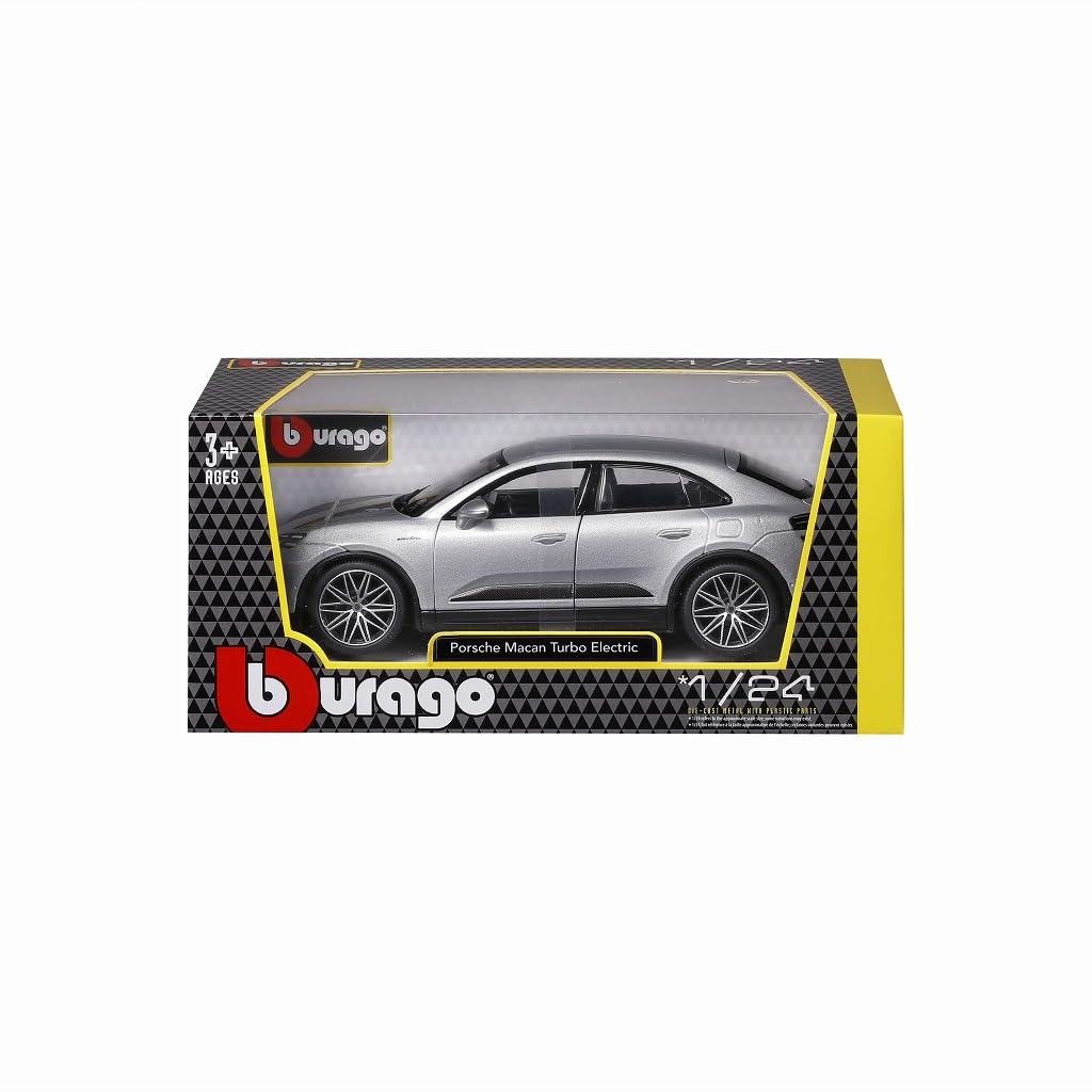 Kyosho BURAGO 1/24 Porsche Macan 4 Electric 2024 Silver Finished Model BUR21114S
