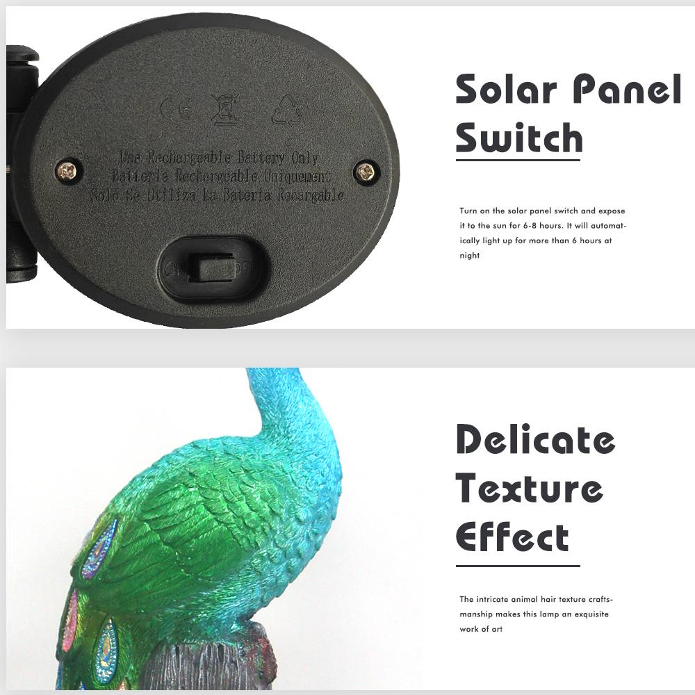 Solar Lamp Peacock Animal Solar Garden Lights Solar Powered Led Light Outdoor Garden Decoration Lamp Waterproof Solar Light