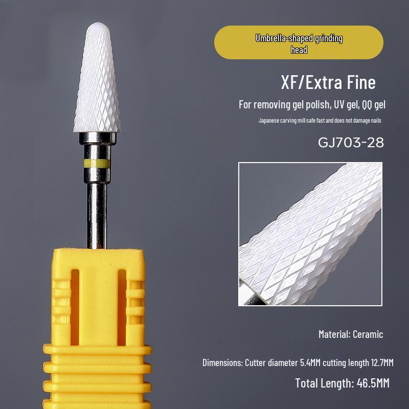 Ceramic Nail Art Grinding Head for Nail and Dead Skin Removal - Non-Heating Replacement Drill Bit.