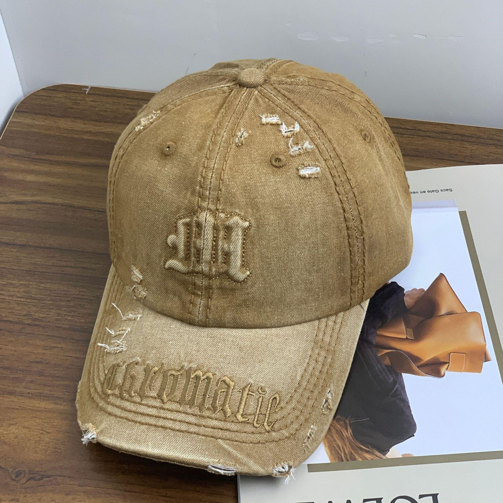 

Ретро-бейсболка с вышитыми буквами для мужчин и женщин, четырехсезонная, для пары, полумягкая джинсовая кепка с козырьком от солнца M（56-58cm） верблюд