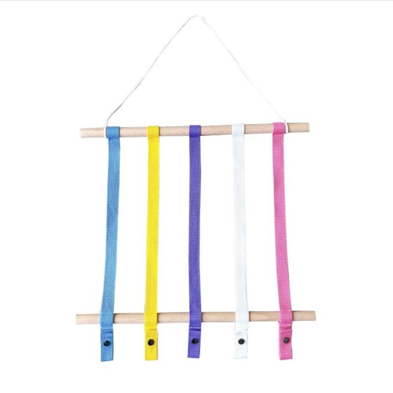 Woven Wooden Sticks Storage Belt Holder Hairpin Hair Clips Headbands Organizer for Teenager Girls Headwear Wall Hanging