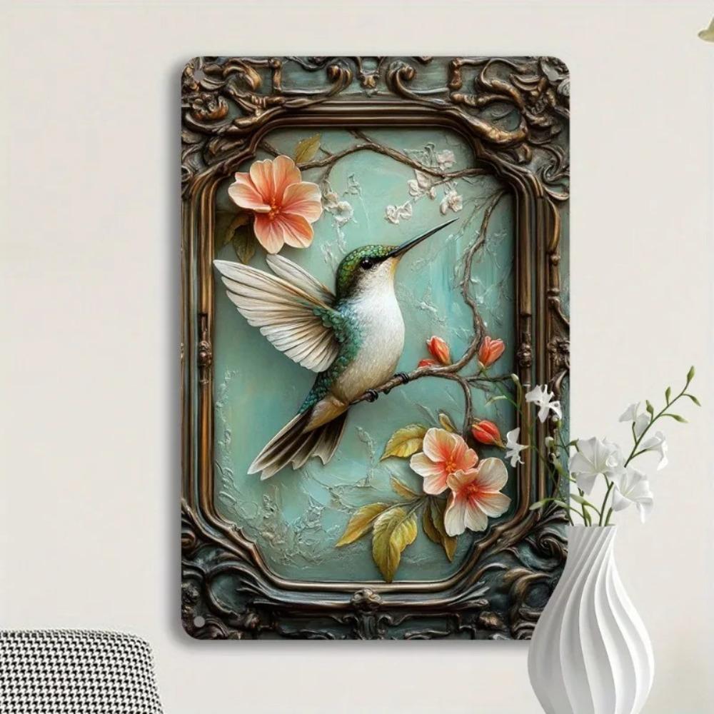 Vintage Hummingbird Floral Aluminum Metal Wall Art xin pc Home Decor