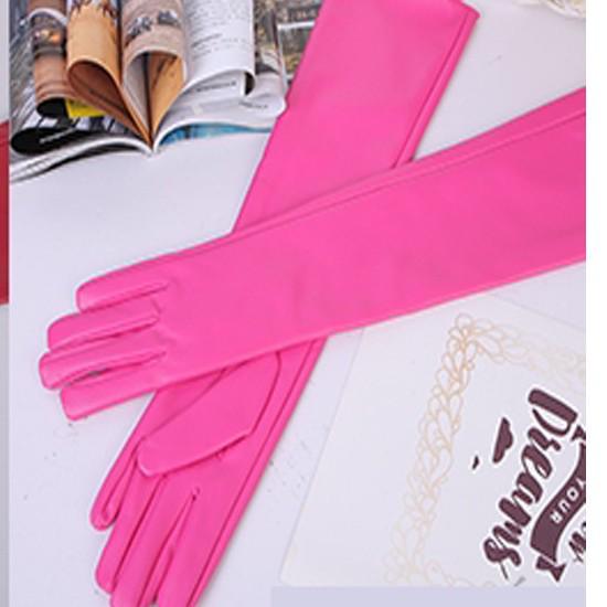 Women's Extra Long Black Touchscreen Leather Gloves - Warm Lined, Over-the-Elbow, Autumn/Winter