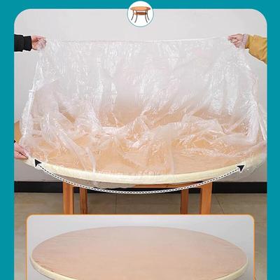 Disposable Elastic-Fit Transparent Round Tablecloth