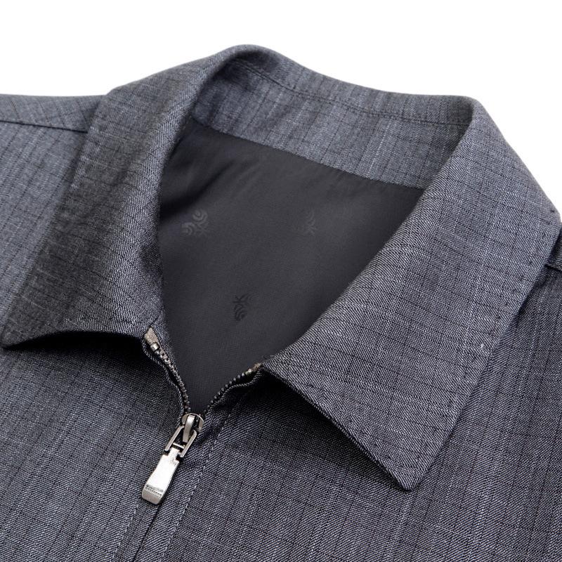 Men's Wool Lapel Jacket - Spring/Autumn Business Casual, Middle-Aged Loose Fit, Iron-Free Overcoat