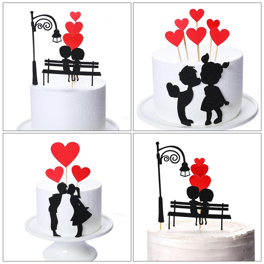Einsteckkarte Kuchen Picks Cupcake Dessert Topper Dekor Topper Herzform Hut für Valentinstag