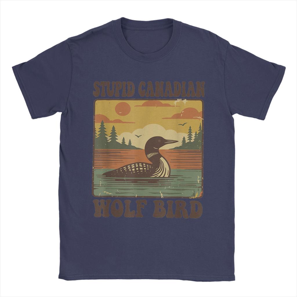 Oversized TShirt Beach Stupid Canadian Wolf Bird Funny Loon Humor Hippie T Shirts Cotton Tshirt for Men Casual Design Top Tees