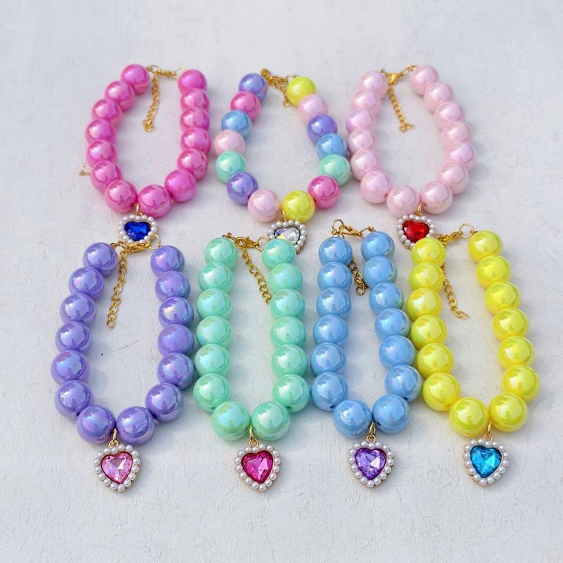 Niche Premium Cute Pearl Necklace Sweater Chain Puppy Pendant Accessories Love Rhinestone Pendant Cat Dog Collar