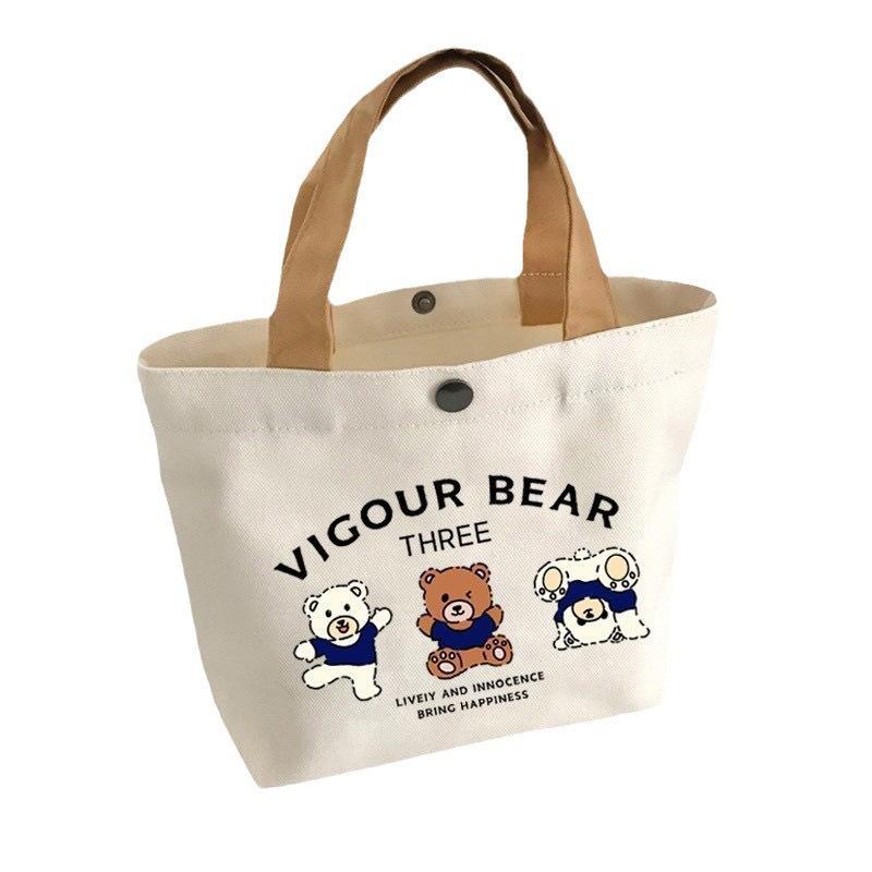 New Handbag Canvas Handbag Versatile Work Canvas Bag Student Office Worker Lunch Box Simple Mommy Bento