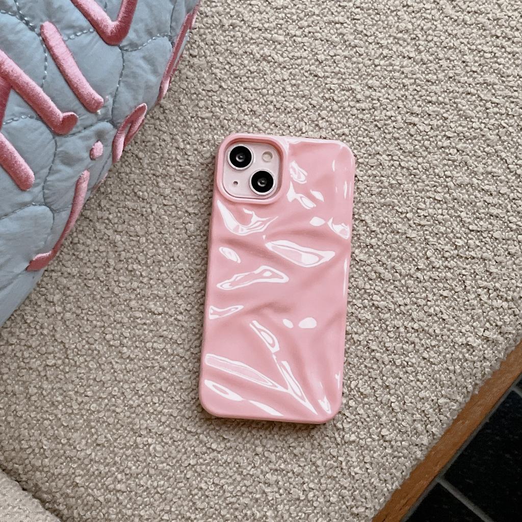 Girl pink three-dimensional pleats, suitable for iPhone17Pro max Apple 16 mobile phone case 15/14 anti-drop case.